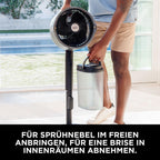 Akku Ventilator mit Sprühsystem FA300EU Stand- und Tischventilator 5 Geschwindigkeiten Fernbedienung 24h Laufzeit