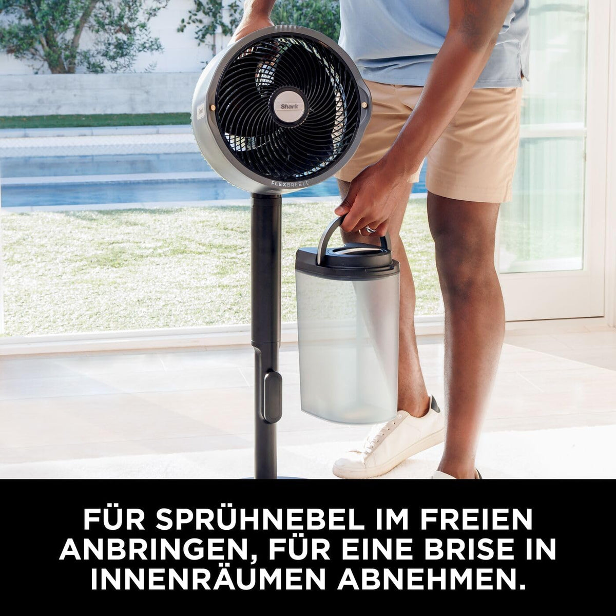 Akku Ventilator mit Sprühsystem FA300EU Stand- und Tischventilator 5 Geschwindigkeiten Fernbedienung 24h Laufzeit