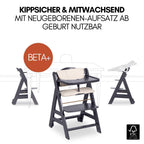 Babyhochstuhl Beta+ Newborn Set Deluxe mit Bouncer Essbrett und Sitzpolster aus Buchenholz bis 90 kg