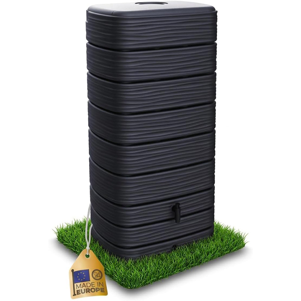 Regenwasser Wandtank Eco 650L Anthrazit Kunststoff rechteckig Wandmontage mit Wasserhahn 79x57x168 cm