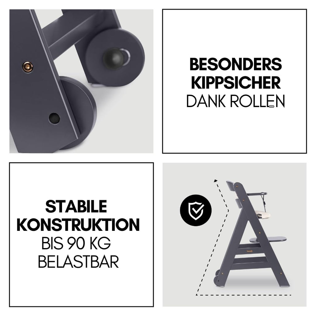 Babyhochstuhl Beta+ Newborn Set Deluxe mit Bouncer Essbrett und Sitzpolster aus Buchenholz bis 90 kg