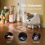 Selbstreinigende Katzentoilette XXL mit offenem Design 12L Abfallbehälter 5 GHz WLAN App-Steuerung für Mehrkatzenhaushalte Modell C08