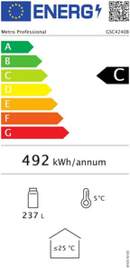 Getränkekühlschrank GSC4240B 237L 110W mit LED-Innenbeleuchtung und 6 verstellbaren Einlegeböden