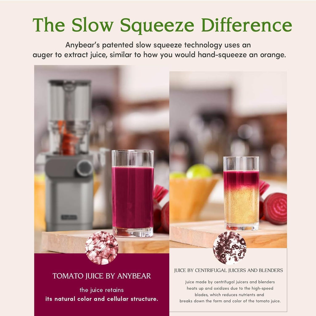 Slow Juicer SJ054C Kaltentsafter 200 W mit 110 mm Einfüllschacht für ganze Früchte und Gemüse BPA-frei