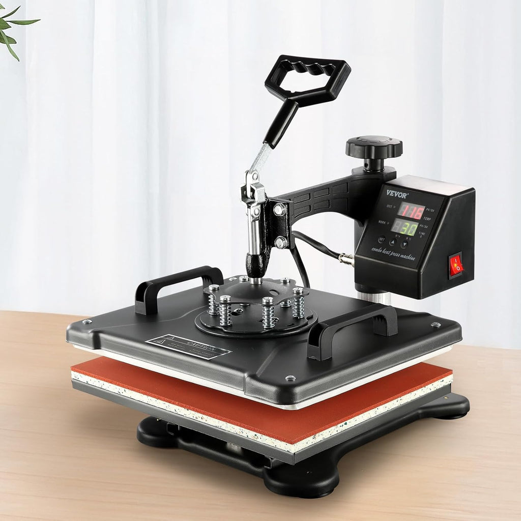 Hitzepresse Transferpresse 38x30cm 8-in-1 1250W 360 Grad Schwenkarm Digital Temperatur- und Zeitsteuerung Sublimation