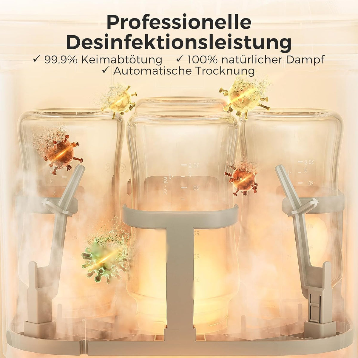 Flaschenreiniger Sterilisator und Trockner BS03 KleanPal Pro für Babyflaschen Pumpsets 9 Modi inkl 60 Reinigungstabletten