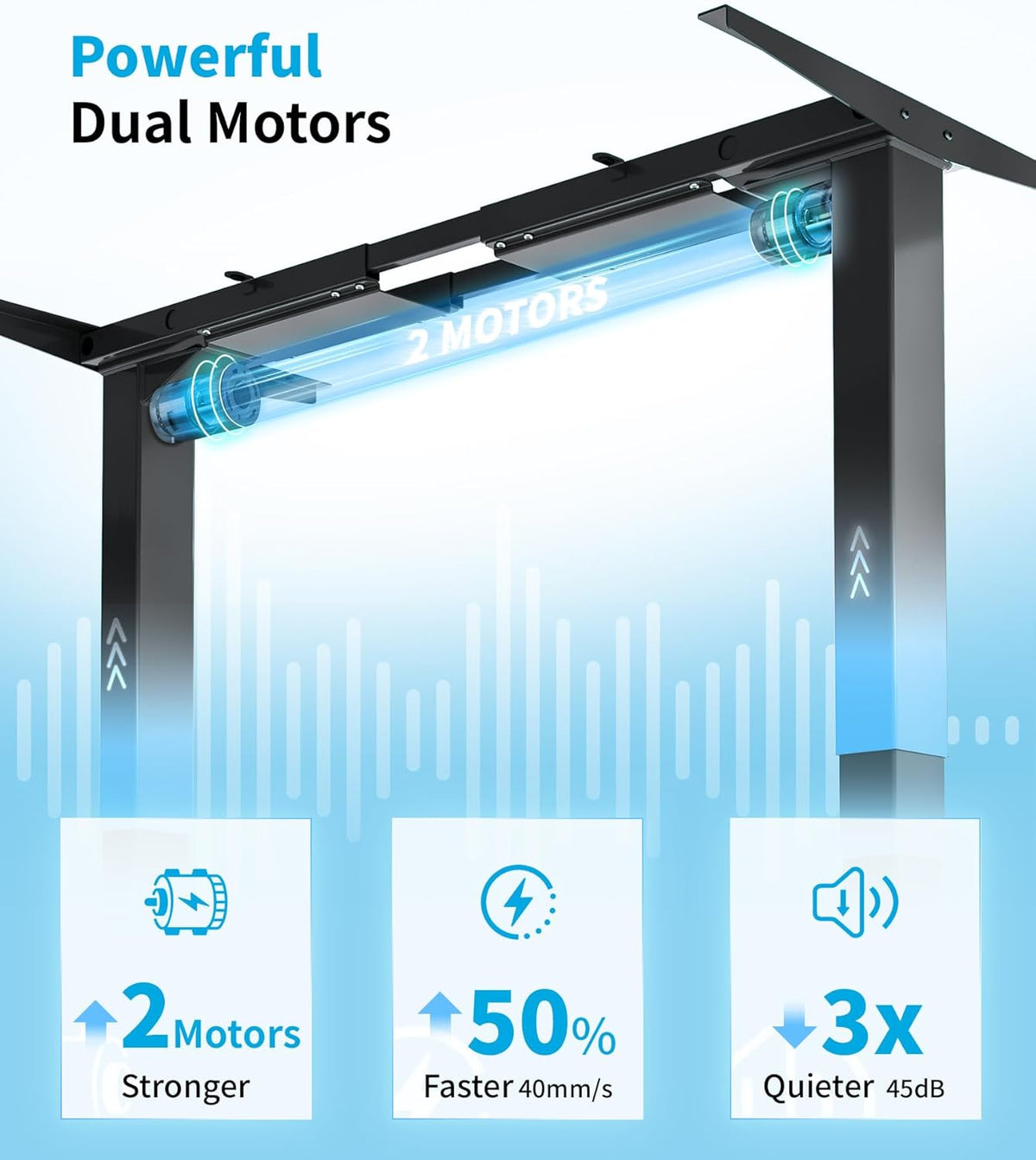 Elektrisches höhenverstellbares Tischgestell T2 Pro Plus Dualmotor 3-stufig 62-125cm 160kg Schwarz Stahl USB
