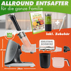 Slow Juicer Entsafter GREEN-PRESS MAX Edelstahl 200 W 2 L Fassungsvermögen Horizontale Saftpresse
