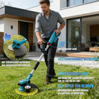 Akku Rasentrimmer Freischneider 4 in 1 21V mit 2 Akkus 12000 U/min 8 Zoll Schnittbreite verstellbarer Griff Winkel