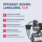 Hauswasserwerk Edelstahl Druckkessel 1300 Plus F 1200W 4350 l/h 50 m Förderhöhe Vorfilter 31155
