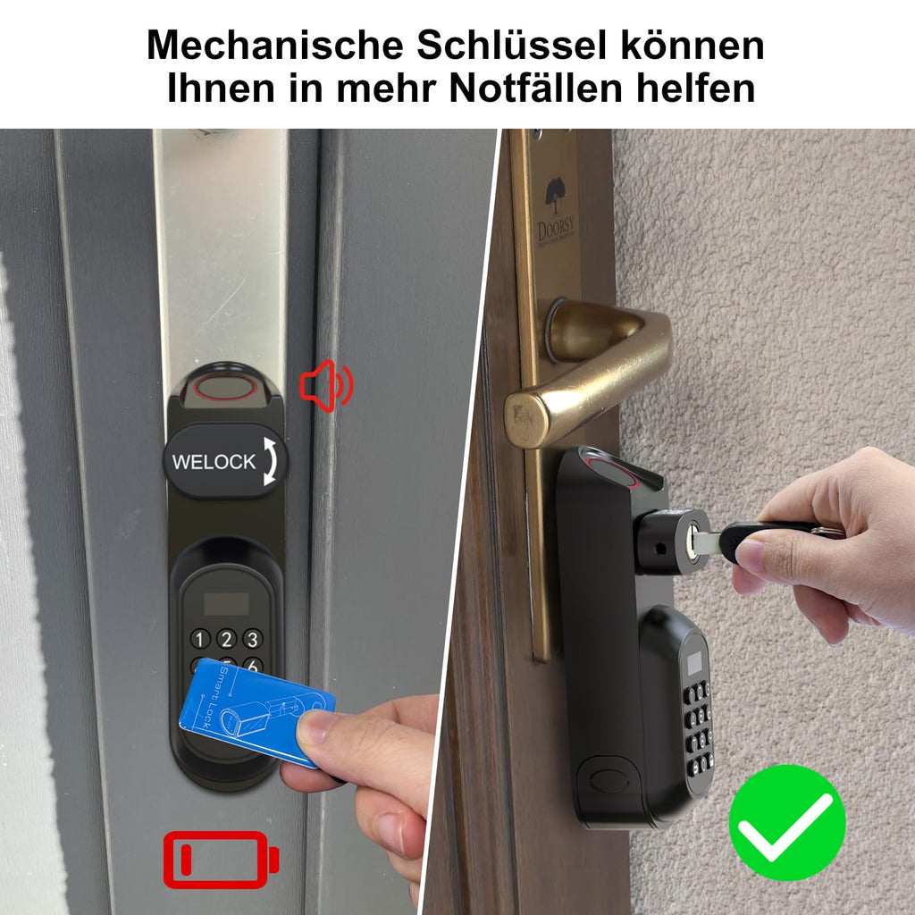 Türschloss mit Fingerabdruck und PIN U81 6-in-1 App RFID Bluetooth WLAN für EU-Profiltüren 50-90 mm