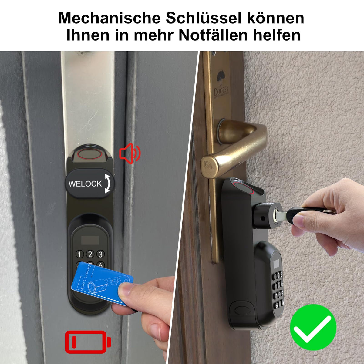 Türschloss mit Fingerabdruck und PIN U81 6-in-1 App RFID Bluetooth WLAN für EU-Profiltüren 50-90 mm