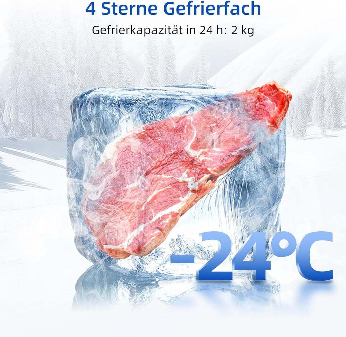 Kühl-Gefrierkombination Gefrierfach oben 86 Liter 85 cm 4 Sterne Gefrierbereich LED Innenbeleuchtung freistehend FTM86L4E