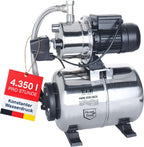 Hauswasserwerk HWW 4500 INOX 1200W 4350 l/h 50m Förderhöhe 5 bar 22L Edelstahl-Druckkessel mit Manometer