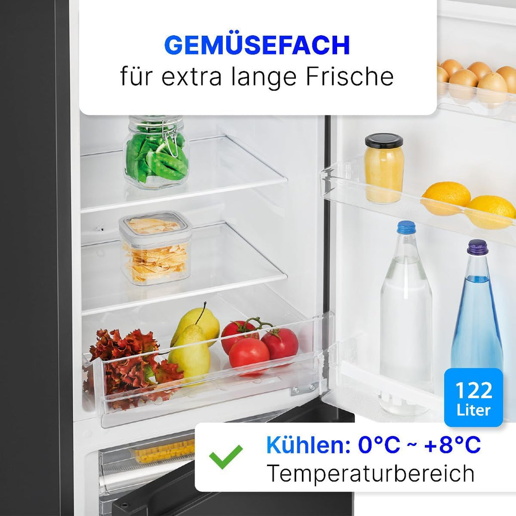 Kühlschrank mit Gefrierfach 175L KG 320.2 143cm 39dB freistehend 3 Ablagen 3 Gefrierschubladen Türanschlag wechselbar