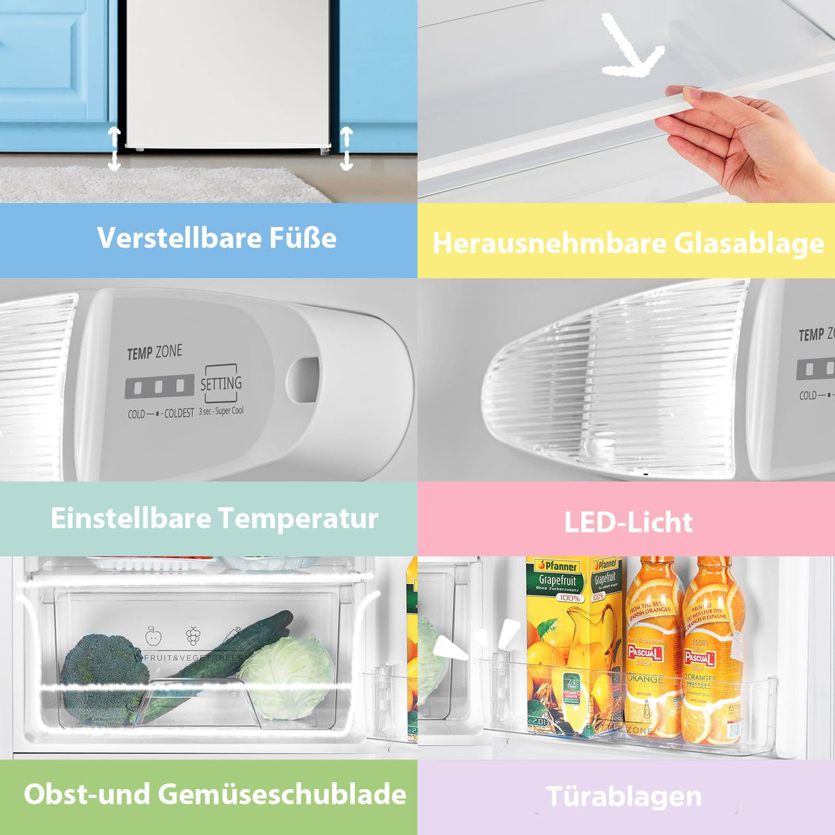 Kühlschrank ohne Gefrierfach RCD133WH3(E) 131 Liter Inverter-Kompressor 72 kWh/Jahr 39 dB 84,5 x 55,3 x 57,4 cm
