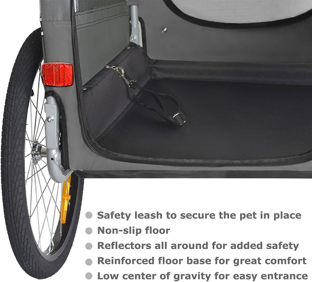 Hundefahrradanhänger 2 in 1 Jogger bis 45 kg faltbar mit 90 x 56 x 63 cm Kabine