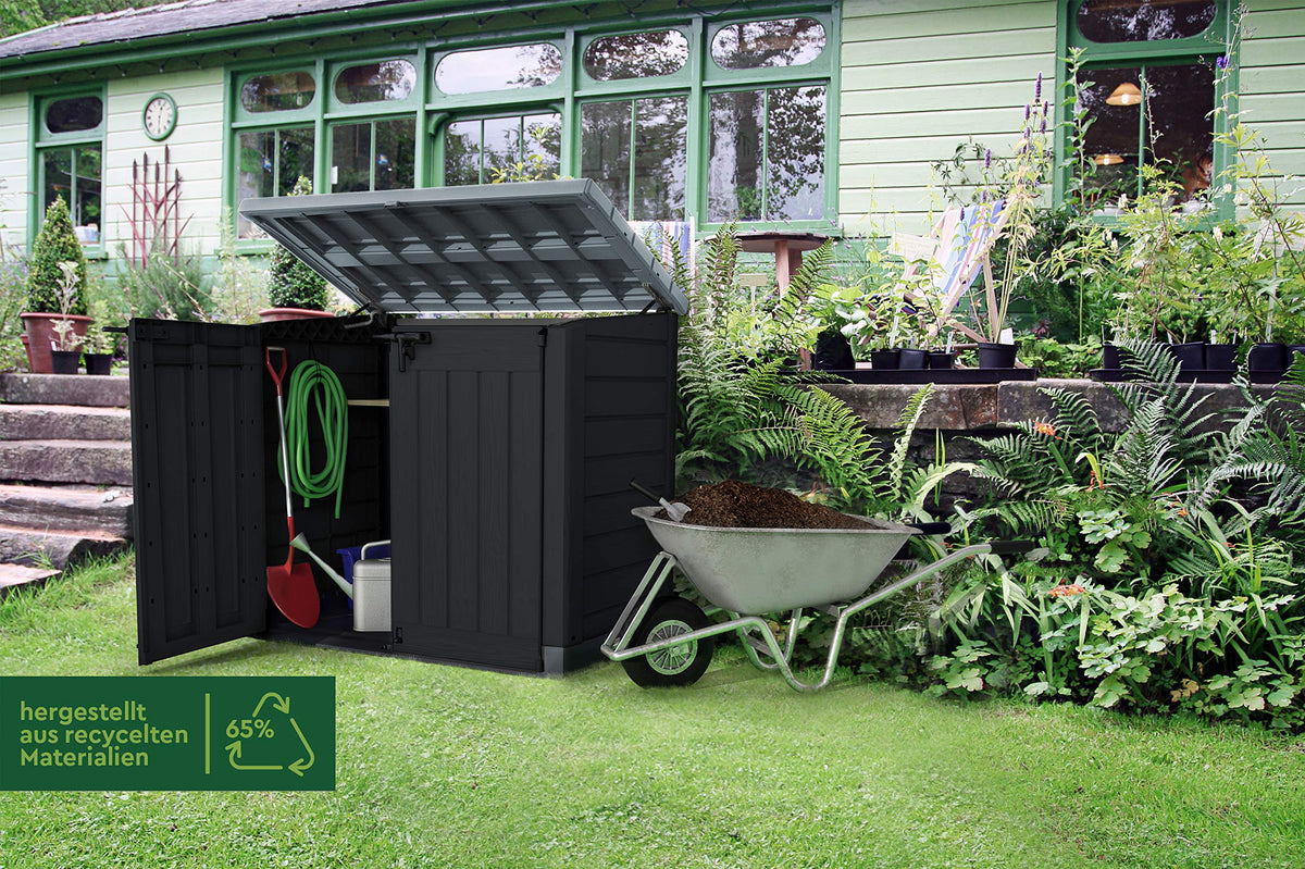 Mülltonnenbox Store it Out Max 1200L für 2 Mülltonnen bis 240L mit Bodenplatte und Regalhalter