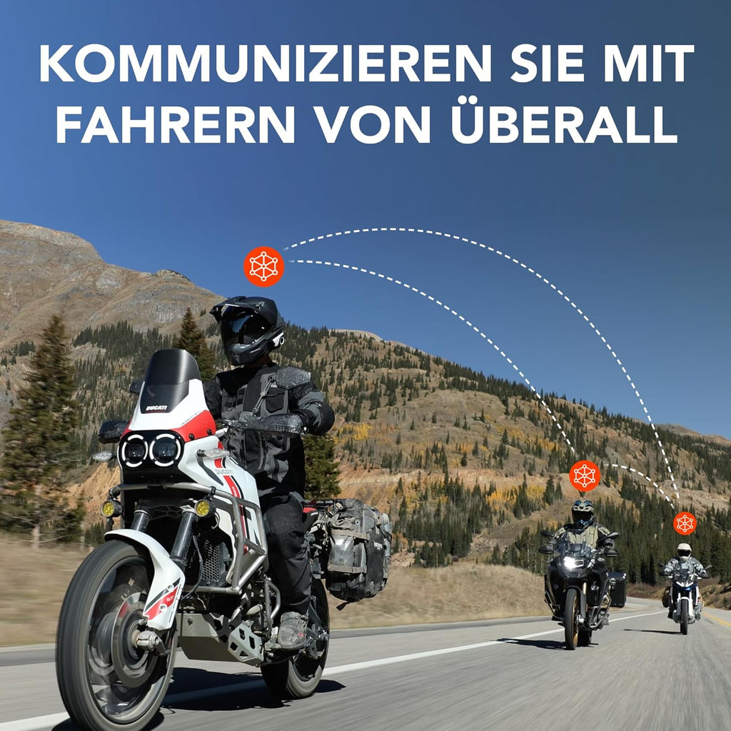 Motorrad Kommunikationssystem 60S mit Mesh 3.0 Bluetooth Intercom IPX7 24 Std Akku und 2 km Reichweite
