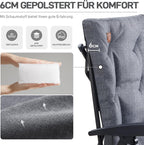 Faltbarer Campingstuhl mit 4 Positionen gepolsterter hoher Lehne Seitentasche Getränkehalter und 150 kg Tragfähigkeit