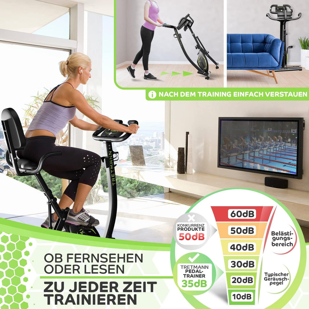 3in1 Heimtrainer Fahrrad klappbar Cyclette Liegeergometer Magnetwiderstand 140 kg Belastbarkeit verstellbarer Sitz