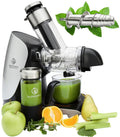 Slow Juicer Entsafter GREEN-PRESS MAX Edelstahl 200 W 2 L Fassungsvermögen Horizontale Saftpresse