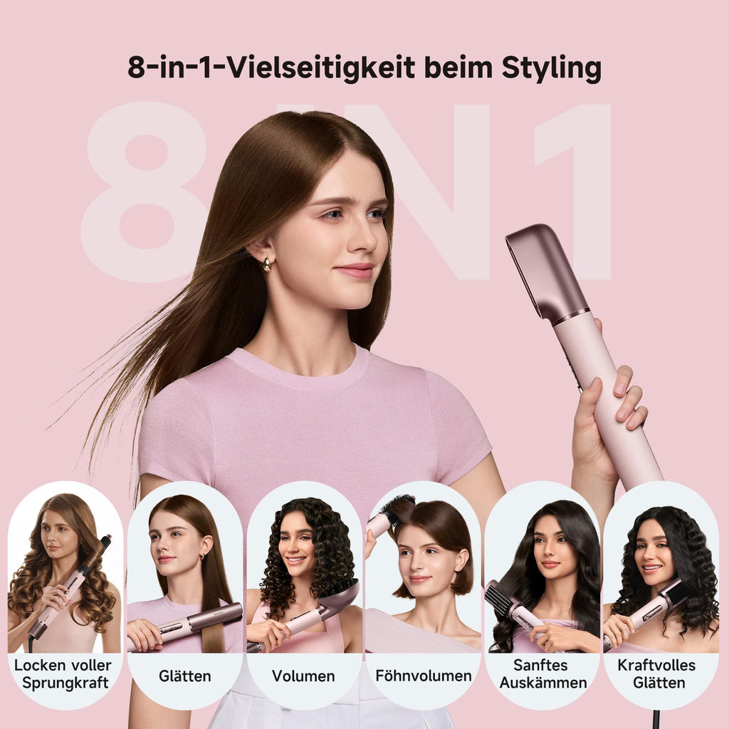 8-in-1 Airflow Multi-Styler AMF18A 1300 W zum Trocknen Glätten Locken mit Kaltluftfunktion für alle Haartypen