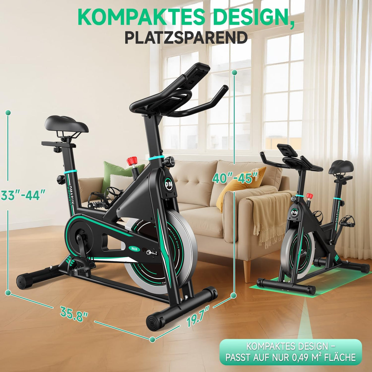 Heimtrainer Ergometer 8732F mit 100 Widerstandsstufen Display Tablet-Halterung und 160 kg Belastbarkeit