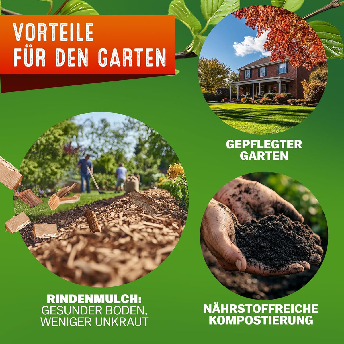 Elektrischer Walzenhäcksler DBHC002 3100 W bis 44 mm Aststärke mit 2 x 60 L Auffangbeuteln