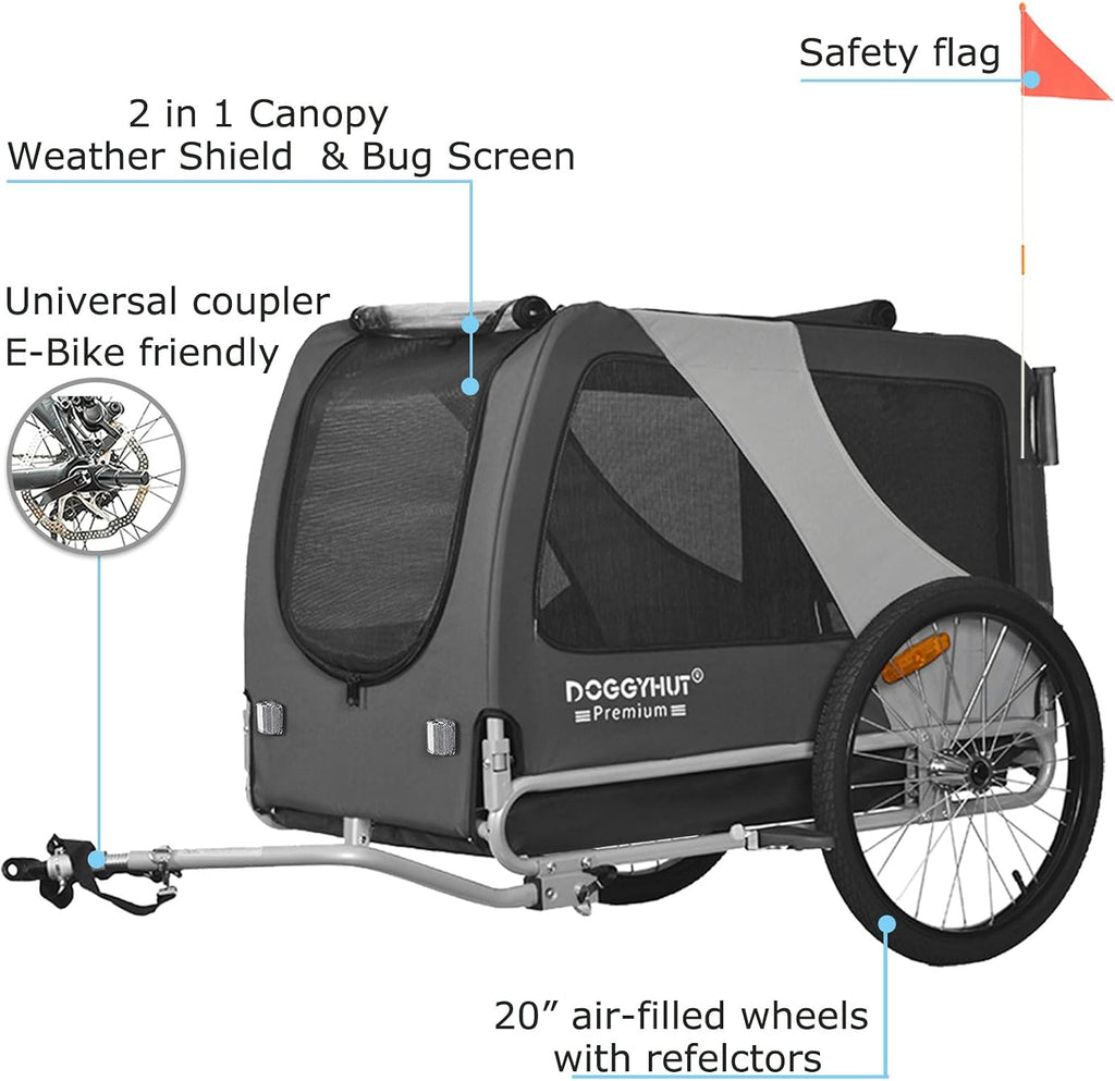 Hundefahrradanhänger 2 in 1 Jogger bis 45 kg faltbar mit 90 x 56 x 63 cm Kabine