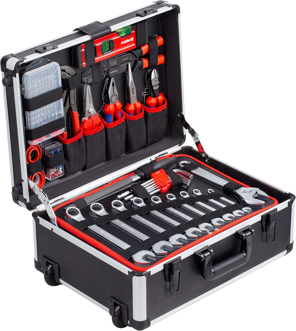 Werkzeugtrolley 238-teilig 8973770 mit Werkzeug Set Aluminiumkoffer Rollen und Teleskopgriff