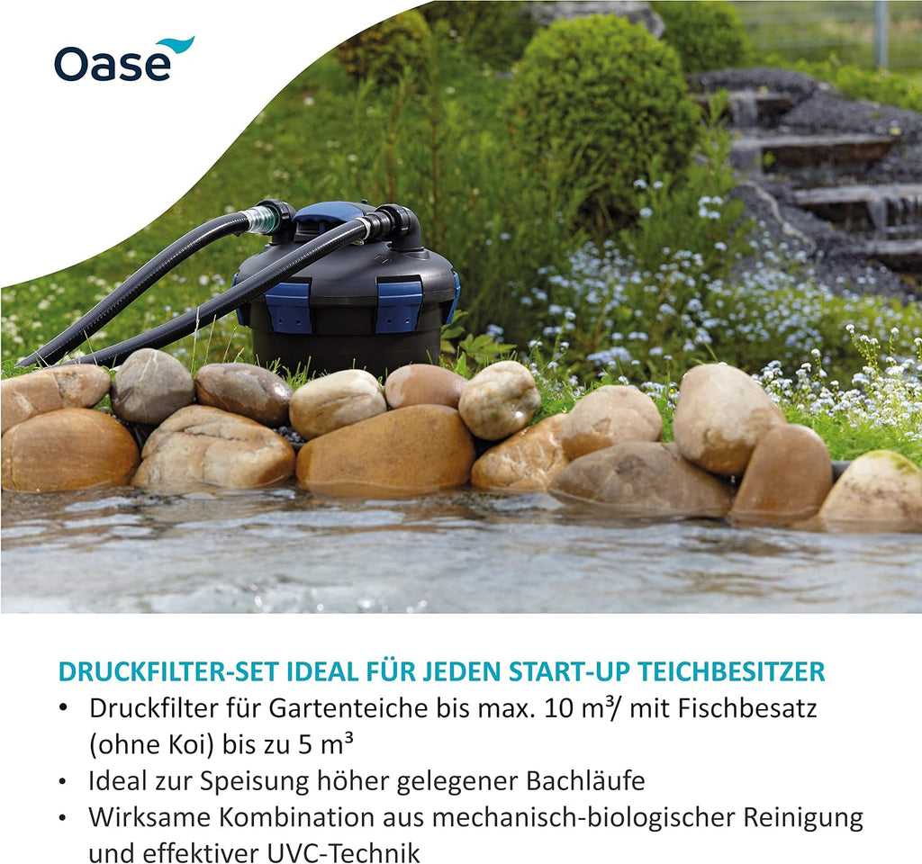 Teich Druckfilter Set BioPress 10000 mit UVC Klärer Filterpumpe 3400 l/h für Algenbekämpfung