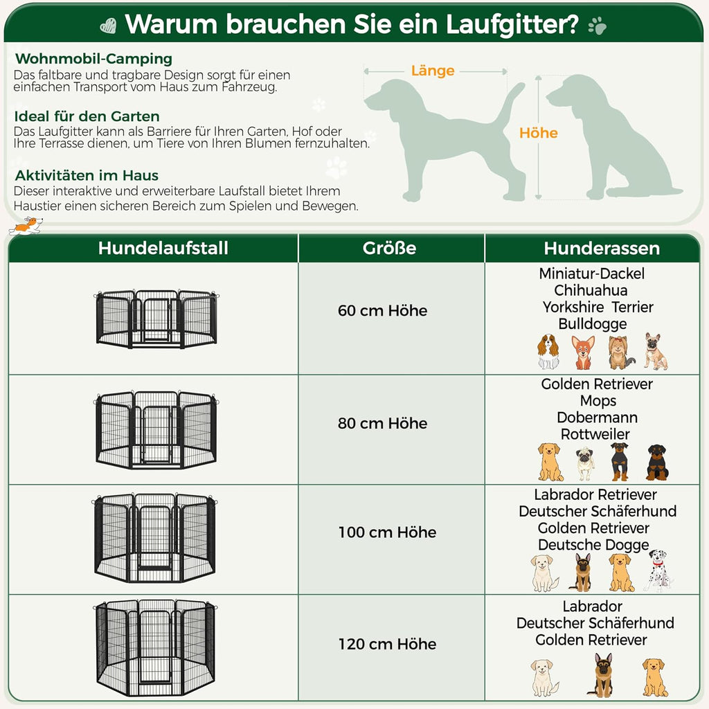 Welpenauslauf Metall 16-teilig 100 cm hoch 2 Türen Faltbar mit automatischer Verriegelung schwarz