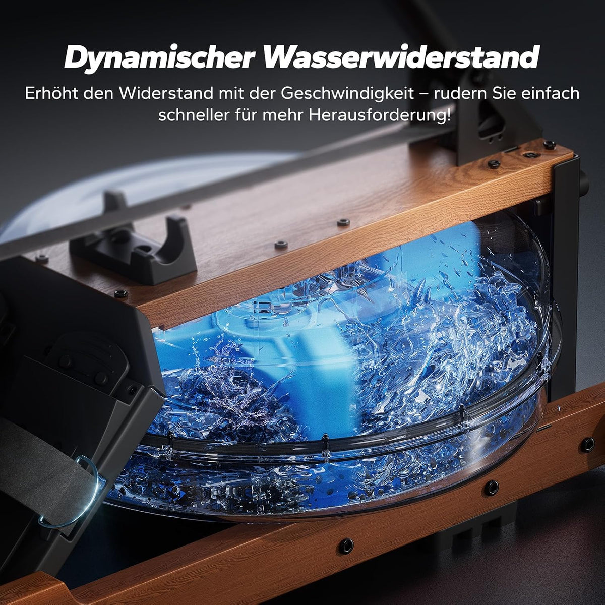 Wasser-Rudergerät MR-R28 Klappbar aus Gummibaumholz Wasserwiderstand LCD-Display 180 kg Belastbarkeit
