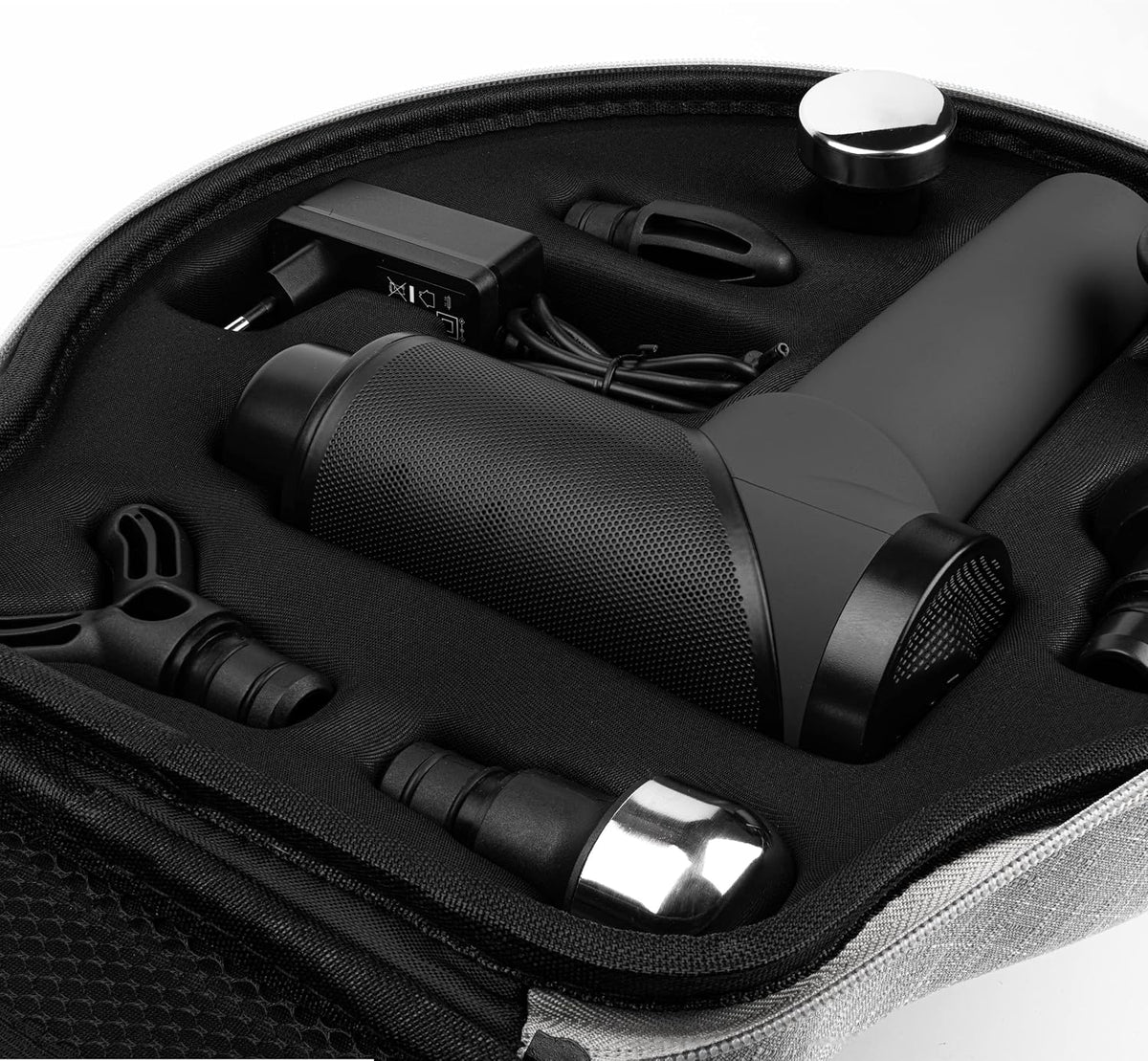 Massagepistole OrthoGun 3.0 160W 5 Intensitäten 7 Aufsätze Akku 360 Min Laufzeit inkl Koffer