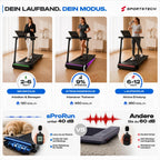 Elektrisches Laufband sProRun klappbar mit 9% Steigung 12 km/h für bis 120 kg Bluetooth LED Display und Tablethalter