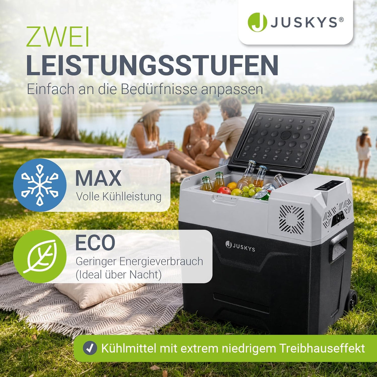 Kompressorkühlbox 50 L 12/24/230 V Yukon 40608 Kühl- und Warmhaltefunktion Auto Camping Grau