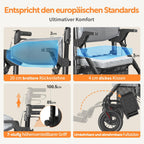 2-in-1 Rollator und Transportstuhl V-RL-Z51-E-BK faltbar aus Aluminium mit Sitz und Outdoor-Reifen bis 136 kg
