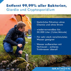 Outdoor-Wasserfilter Pocket 2010000 mit Keramikfilter bis 50000 L 1 L/min kompakter Pumpfilter mit Vorfilter