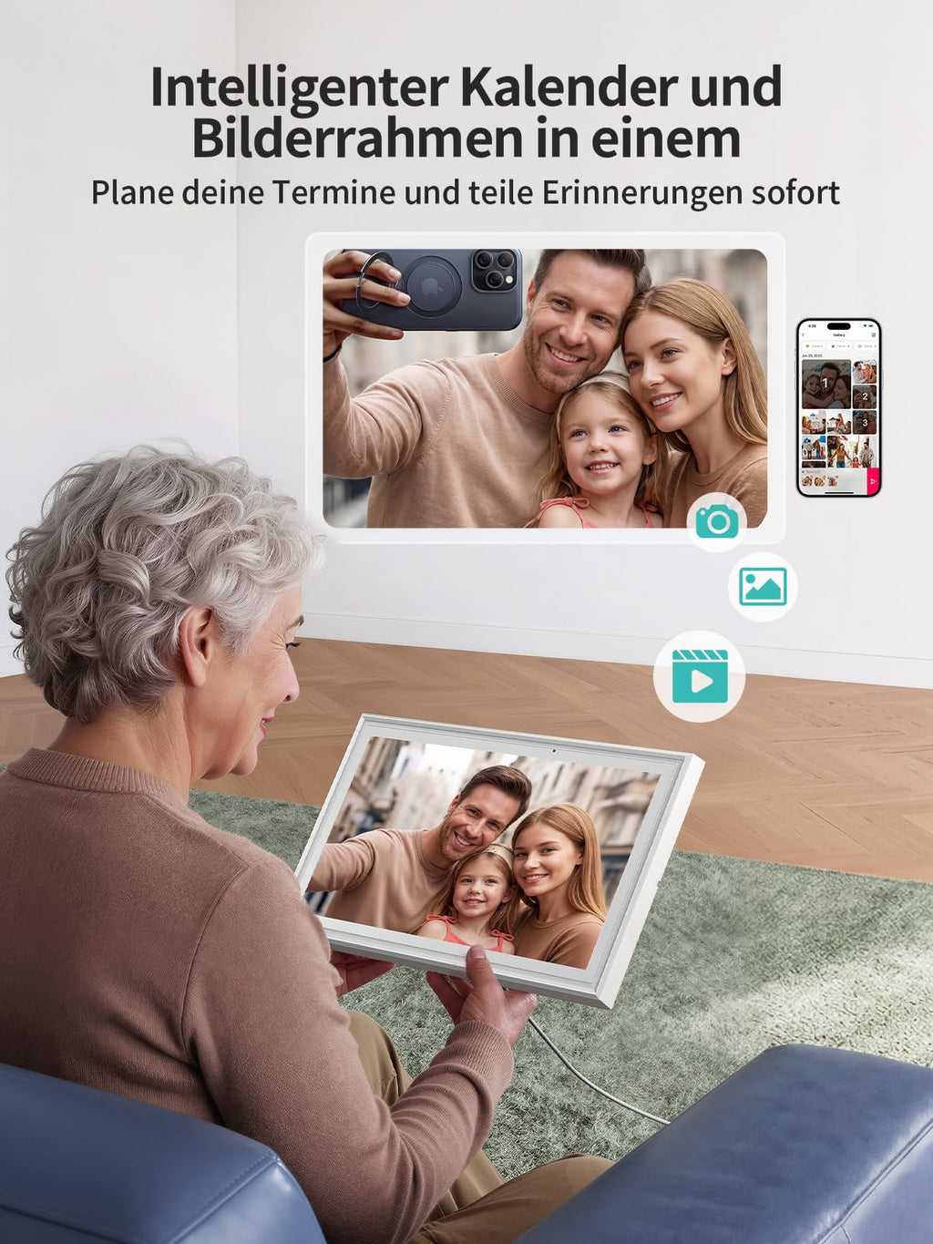 Digitaler Familienkalender DC01 10,1 Zoll Touchscreen 1080P mit Tages Wochen und Monatsplanung