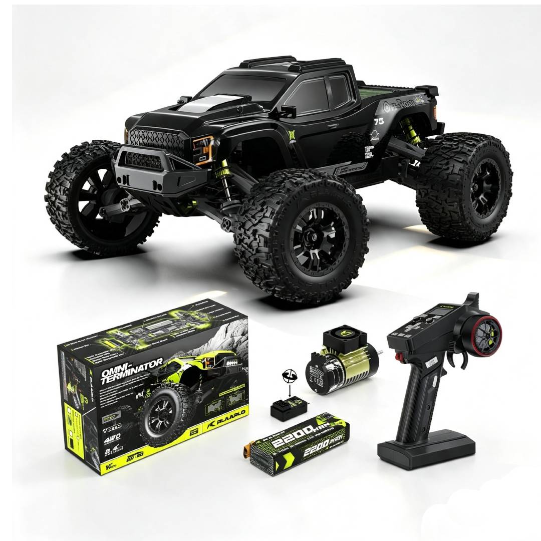 Brushless RC Monster Truck 1:10 4WD bis 50 km/h All-Terrain wasserdicht mit Carbonfaser und Fernsteuerung