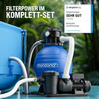 Sandfilteranlage Poolfilter 15900 l/h SF159 600W 7 Wege Ventil Ø32-38mm für Pools bis 70000L Filterpumpe 86,5x51x86,5 cm