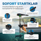 Elektro Bootsmotor Außenborder 12V 62 lbs Schub 696W Modell 62 für Schlauchboote mit Vorwärts- und Rückwärtsgängen