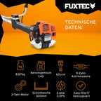 Freischneider Benzin Motorsense FX-PS162 62cc 3,5PS 2-Takt 32cm Schnittbreite mit Fadenmesser und Tragegurt
