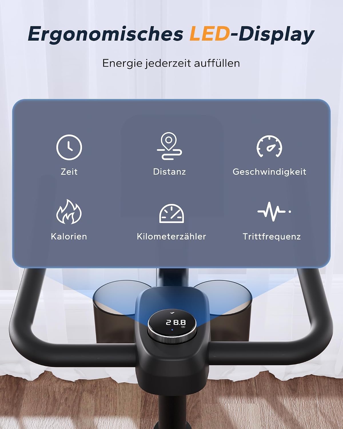 Heimtrainer Fahrrad Magnet Widerstand MR-S26B2-EU Indoor Cycling Bike LED Display Tablet Halter bis 136kg