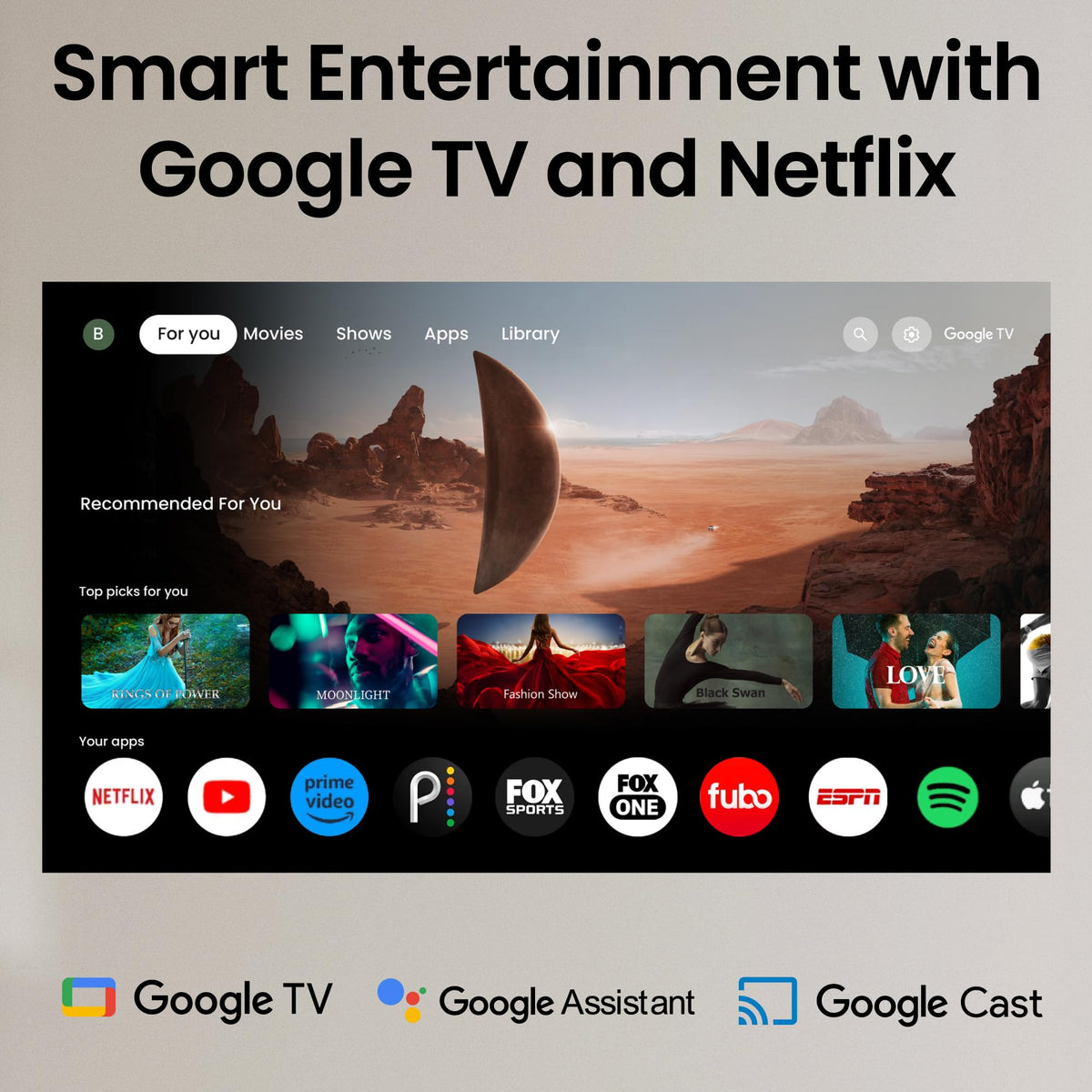 1080p Heimkino Beamer TH575i 3800 ANSI-Lumen Google TV Dongle 1,1-facher optischer Zoom vertikale Trapezkorrektur