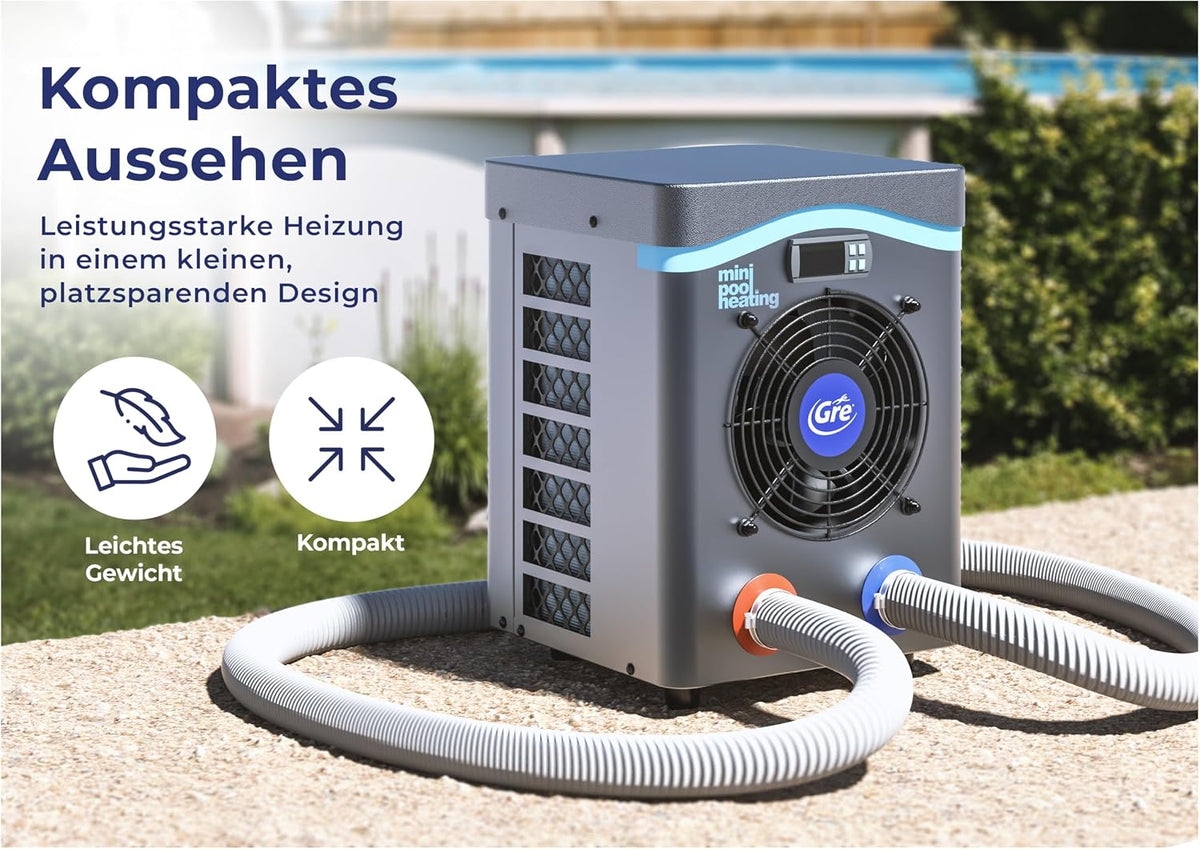 Pool-Wärmepumpe HPM20 20 m³ Poolheizung 230 V R32 Kältemittel 32/38 mm Schlauchanschluss