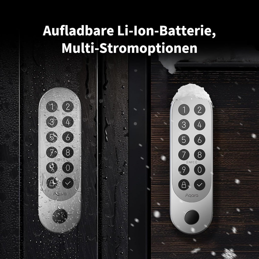Smart Türschloss U200 mit Fingerabdruck Keypad Matter over Thread und Home Key Kompatibilität Schwarz