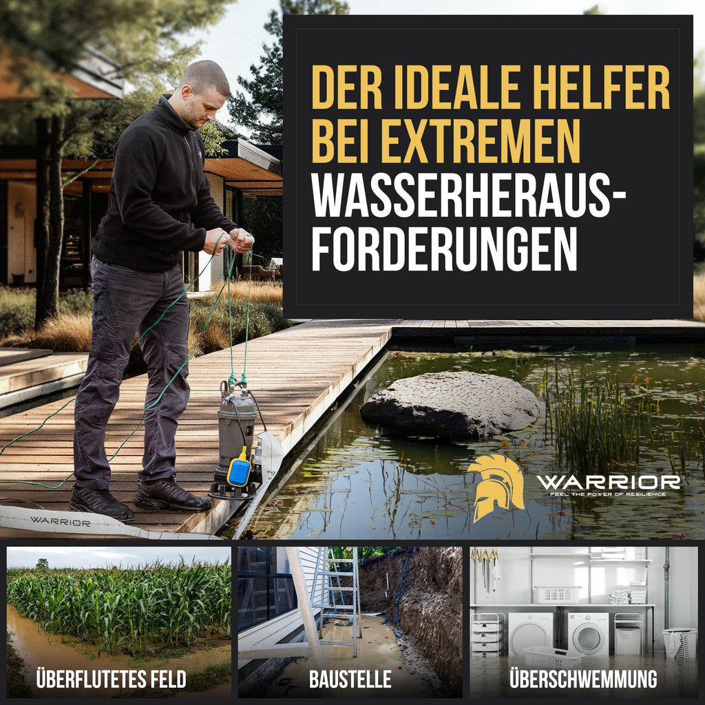 Schmutzwasserpumpe WQD1500 1500W mit Schneidwerk 26400 l/h 20 m 2 Zoll Gewebeschlauch Tragetasche