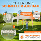 Faltpavillon 3x6 m wasserdicht UV Schutz 50+ mit 6 Seitenteilen Stahlgestell Polyester Dach Partyzelt Champagner